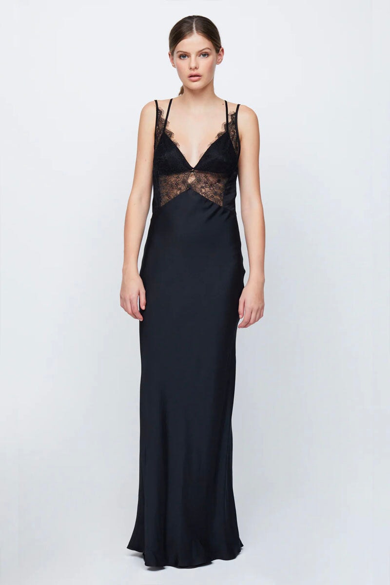 LUCILLE LACE MAXI DRESS-BLACK Dress Bec and Bridge 6 Black 