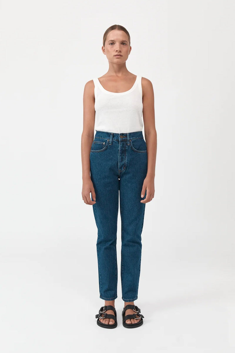 HIGH WAIST CROP STRAIGHT-INDIGO Denim ST AGNI 