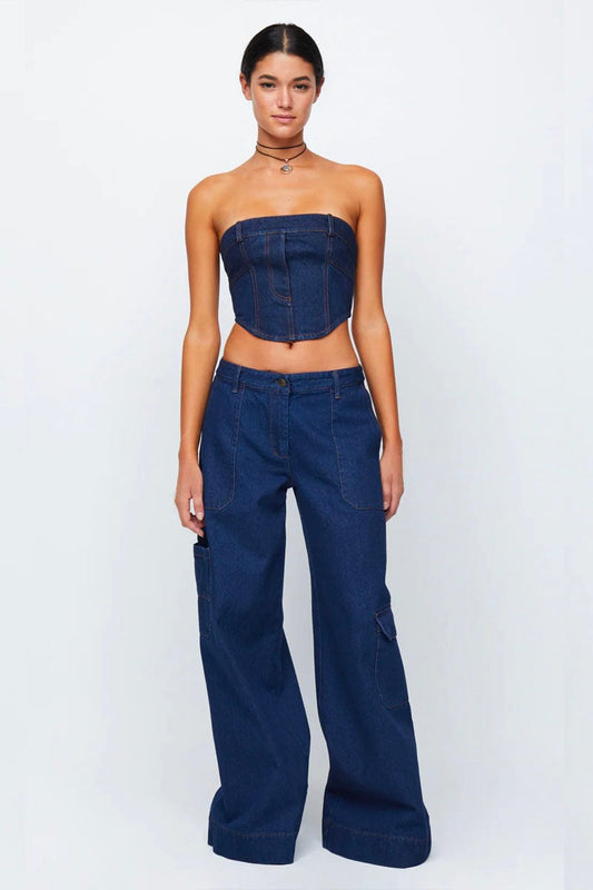 ROXANNE CORSET TOP-DENIM Tops Bec and Bridge 6 Denim 