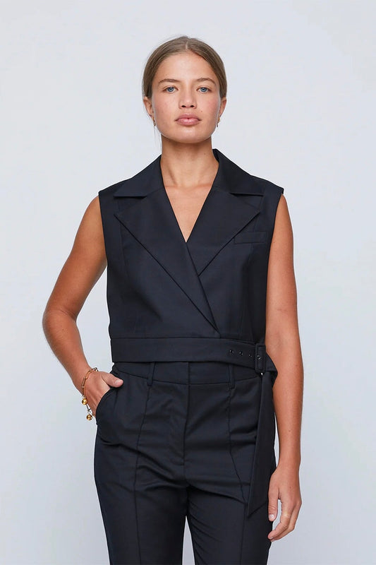 SYBIL VEST-BLACK Tops Anna Quan 