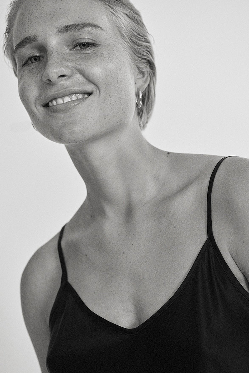 BIAS CUT CAMI - BLACK Tops Silk Laundry 