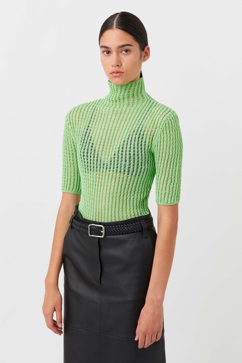 AMBER SHORT SLEEVE KNIT TOP-APPLE Tops Camilla and Marc 