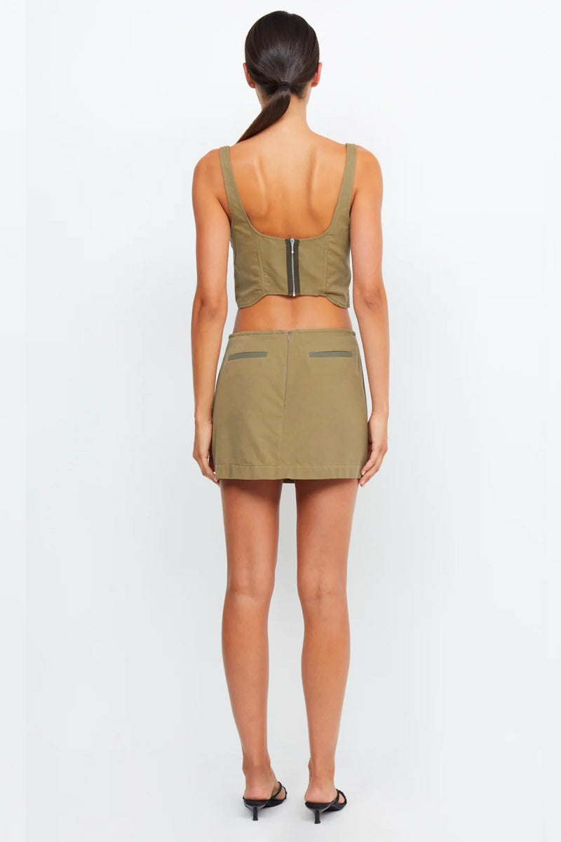 REMI MINI SKIRT-SPLICED KHAKI Skirts Bec and Bridge 