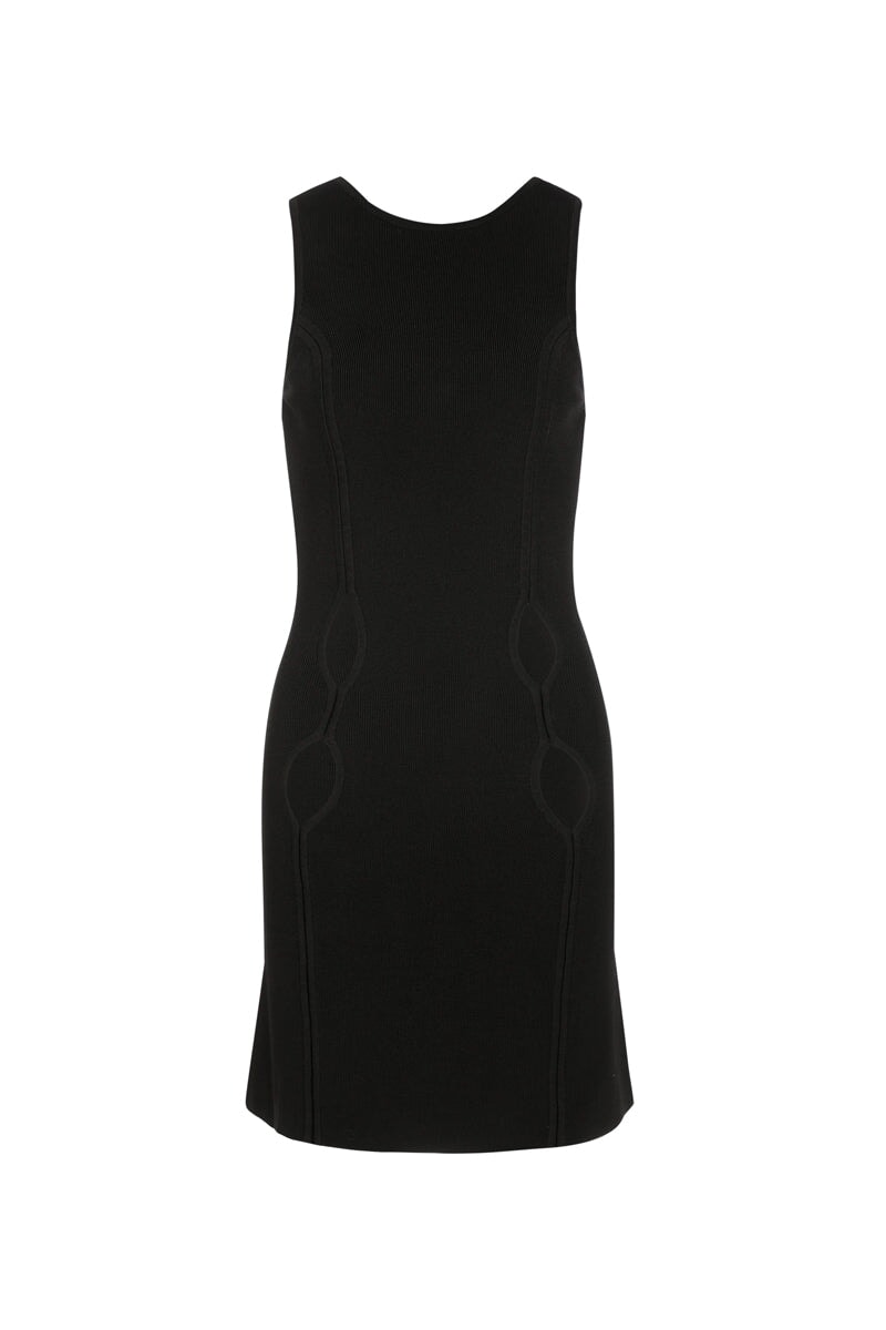 CHARLOTTE SLIT KNIT MINI DRESS-BLACK Dress Auteur XXS Black 