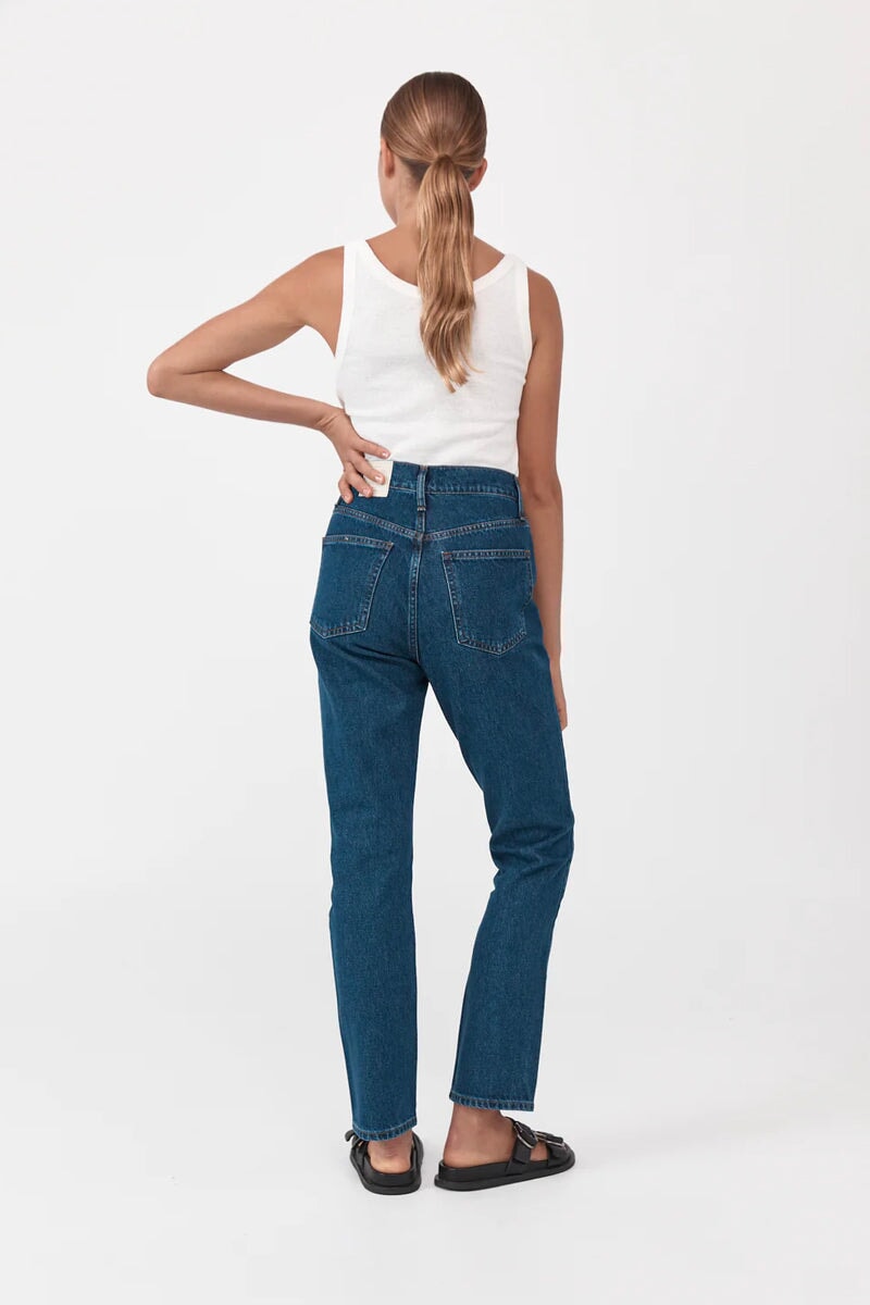 HIGH WAIST CROP STRAIGHT-INDIGO Denim ST AGNI 