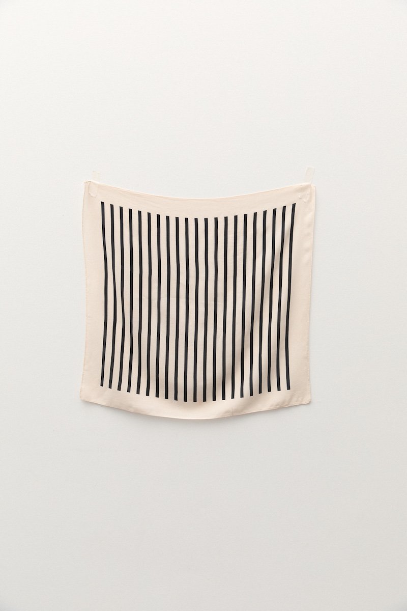 JACQUES SQUARE SILK SCARF Accessories ZIAH OS Ecru and Black 