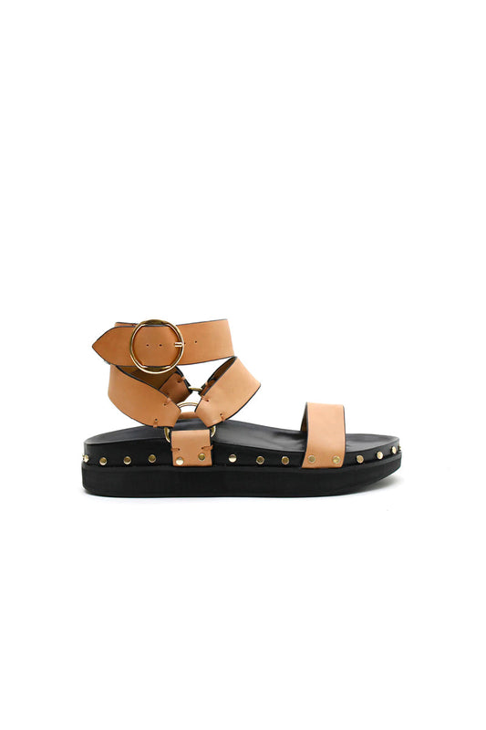 STUDDED SANDAL - LIGHT TAN Shoes LA TRIBE 36 Light Tan 
