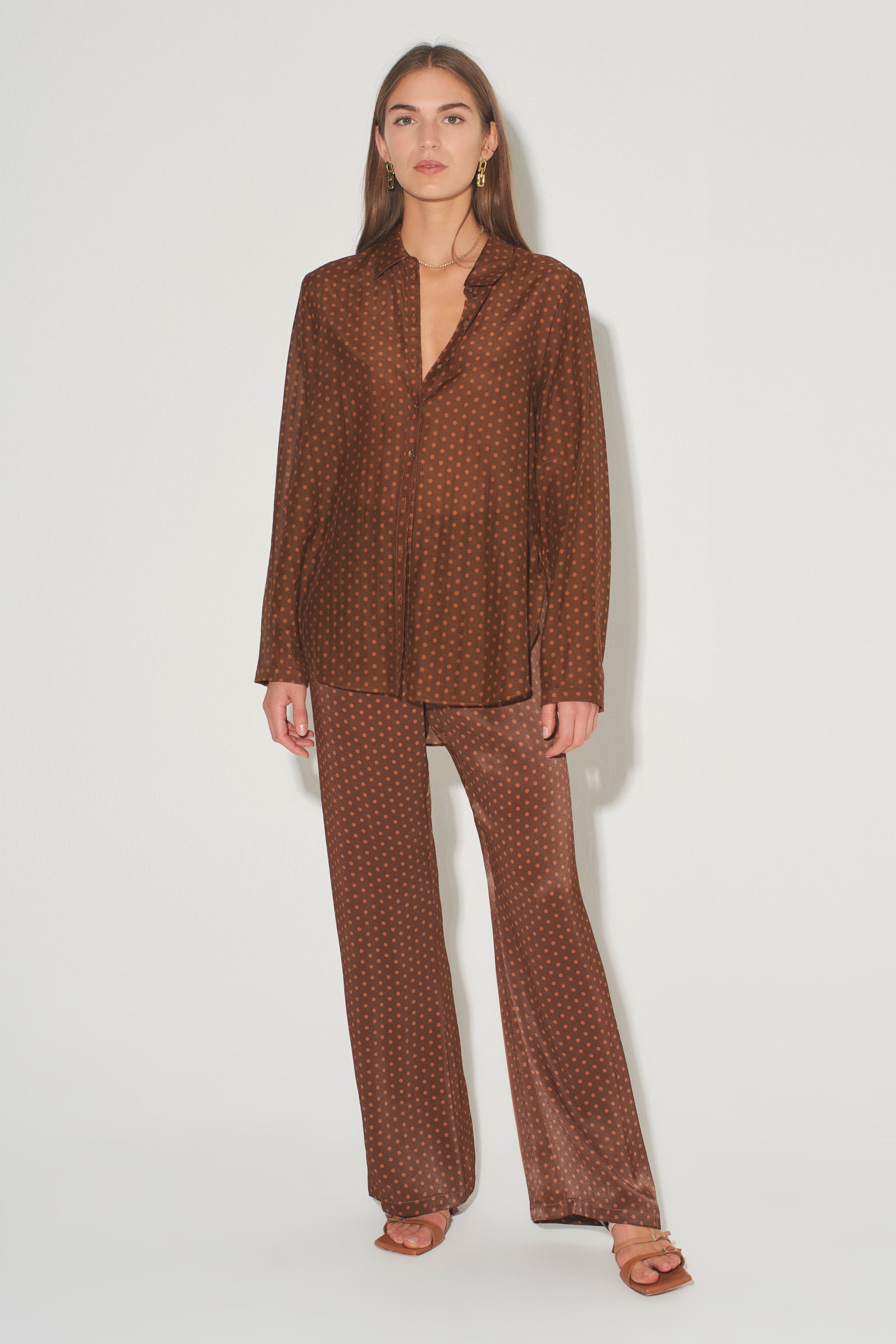 MAISON SIDE SPLIT SHIRT-BRONZE SPOT Tops HANSEN AND GRETEL XXS Bronze Spot 