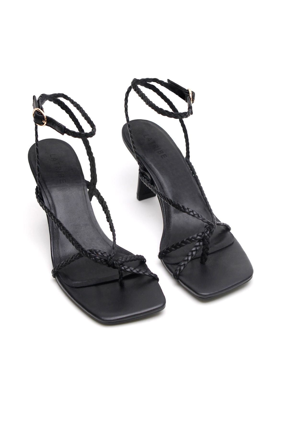 BRAIDED STRAP HEEL-BLACK Shoes LA TRIBE 36 Black 