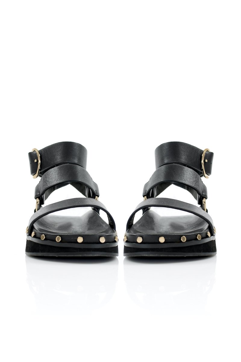 STUDDED SANDAL - BLACK/GOLD Shoes LA TRIBE 