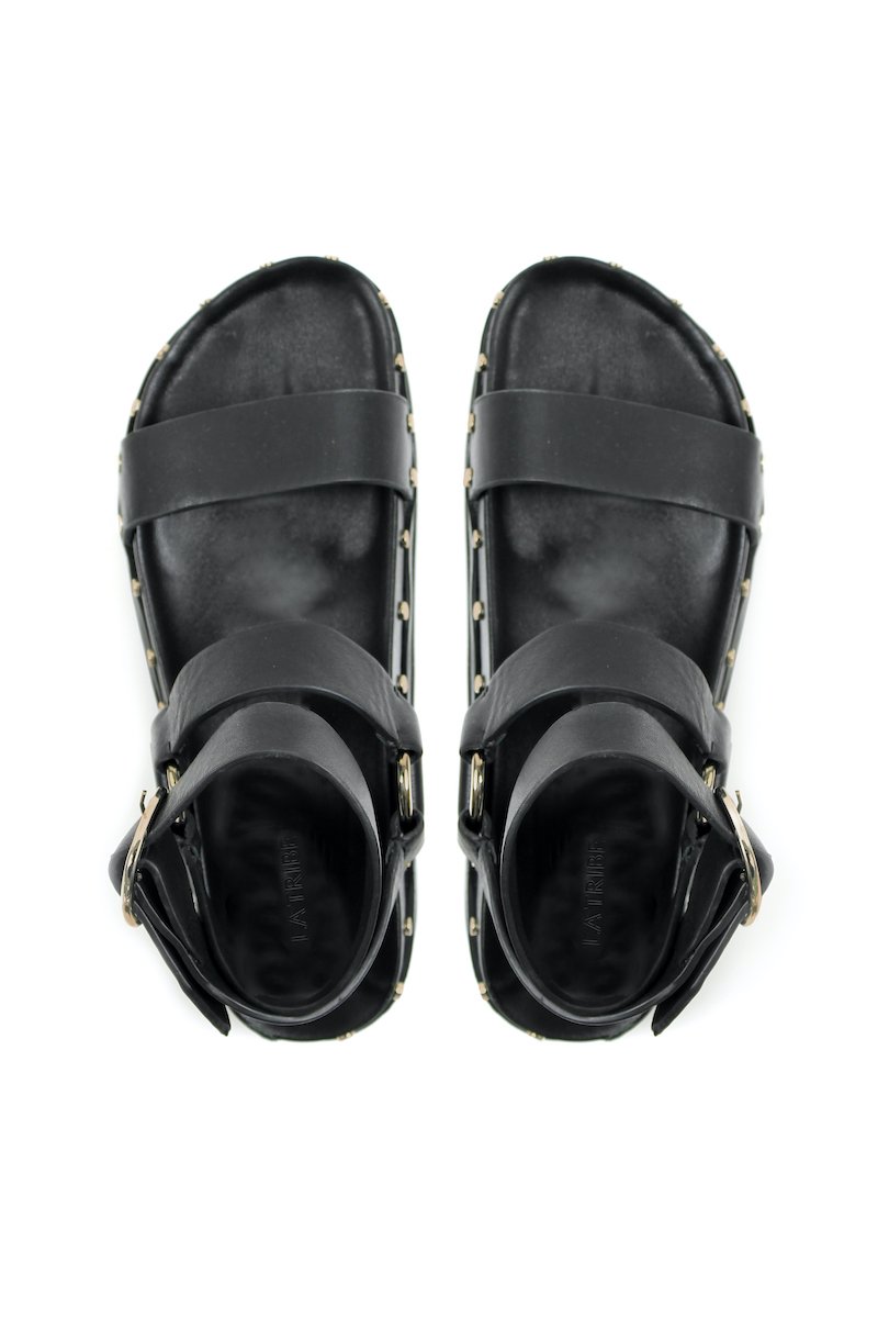 STUDDED SANDAL - BLACK/GOLD Shoes LA TRIBE 