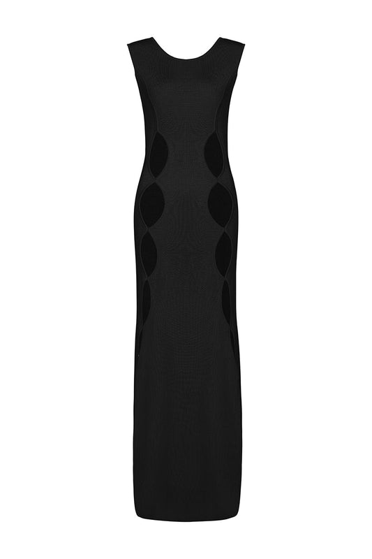 CHARLOTTE SLIT KNIT DRESS-BLACK Dress Auteur XXS Black 