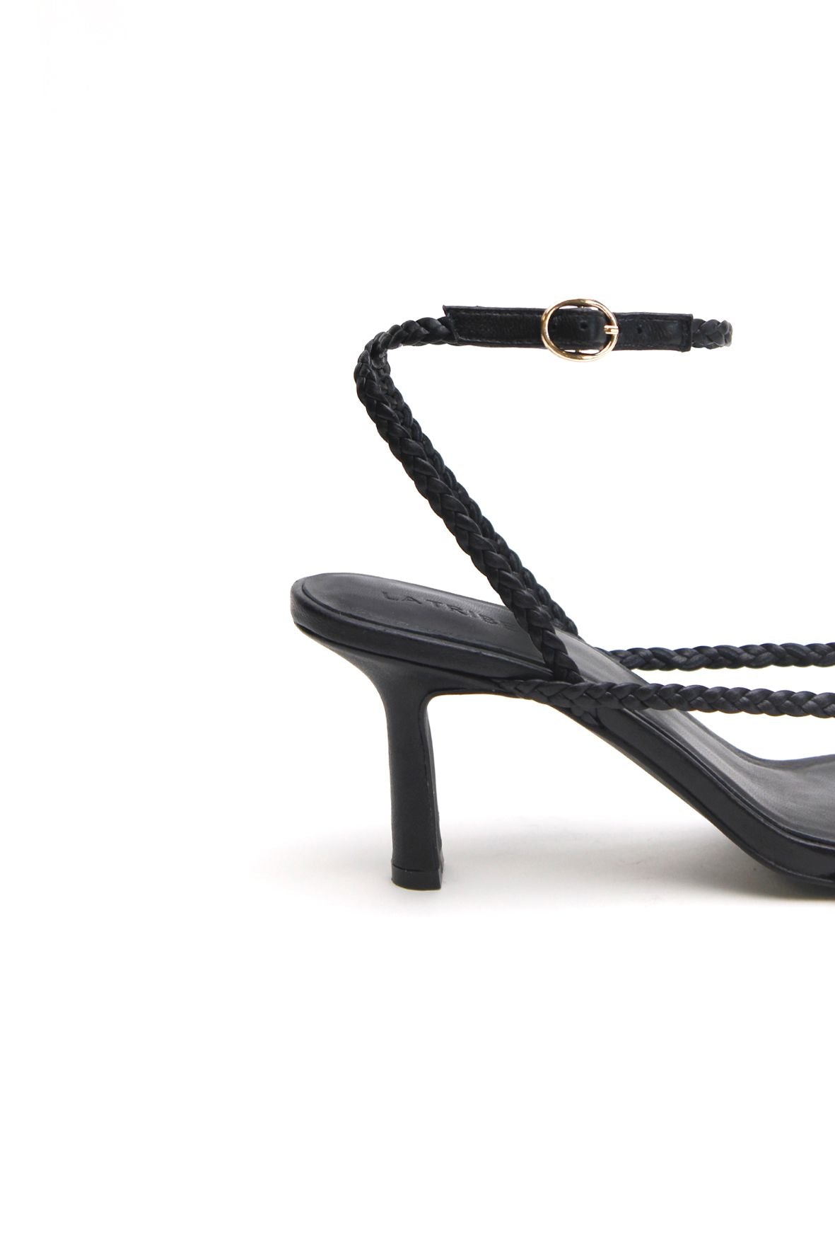 BRAIDED STRAP HEEL-BLACK Shoes LA TRIBE 