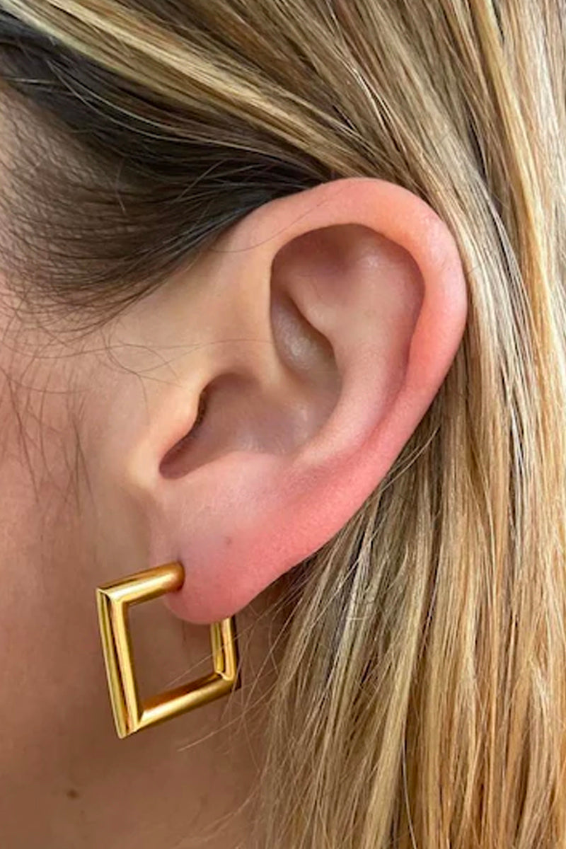 MINI SQUARE TUBE HOOPS-GOLD Jewellery Holly Ryan 